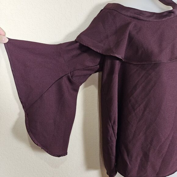 New LOFT Halter Blouse Size Medium Ruffle Off Shoulder Top Bell Sleeve Formal - Picture 5 of 13